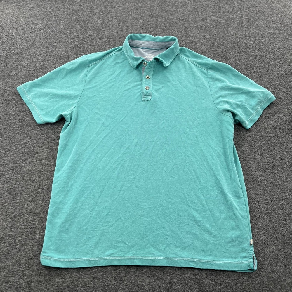Tommy Bahama Polo Shirt Mens M Blue Beach Vacation Embroidered Classic SS EUC